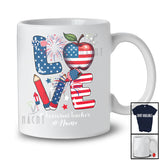 Personalized Custom Name Love Assistant Teacher; Proud 4th Of July US Flag Education; Patriotic T-Shirt