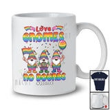 Personalized Custom Name Love Gnomes No Bounds; Lovely LGBTQ Three Gnomes Gay Flag T-Shirt