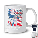 Personalized Custom Name Love Lunch Lady; Proud 4th Of July American Flag; Patriotic Jobs T-Shirt