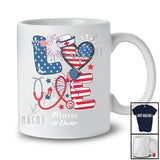 Personalized Custom Name Love Nurse; Proud 4th Of July American Flag; Patriotic Jobs T-Shirt
