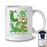 Personalized Custom Name Love School Bus Driver Squad; Lovely St. Patrick's Day Gnome Leopard T-Shirt