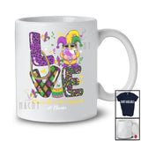 Personalized Custom Name Love Social Worker Squad; Lovely Mardi Gras Mask Gnome Leopard T-Shirt