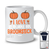 Personalized Custom Name Love To Handle His Broomstick; Joyful Thanksgiving Couple Pumpkin T-Shirt