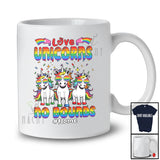 Personalized Custom Name Love Unicorns No Bounds; Lovely LGBTQ Three Unicorns Gay Flag T-Shirt