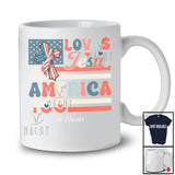 Personalized Custom Name Loves Jesus And America Too; Proud 4th of July Cross; Vintage Patriotic T-Shirt