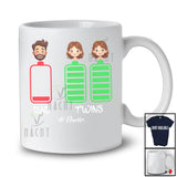 Personalized Custom Name Low Battery Dad of Twins Daughters; Lovely Father's Day Daddy; Family T-Shirt
