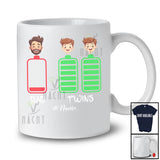 Personalized Custom Name Low Battery Dad of Twins Sons; Lovely Father's Day Daddy; Family T-Shirt
