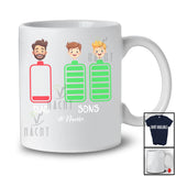 Personalized Custom Name Low Battery Dad of Two Sons; Lovely Father's Day Daddy; Family T-Shirt