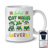 Personalized Custom Name Luckiest Cat Nana Ever; Lovely St. Patrick's Day Leprechaun Family T-Shirt