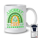 Personalized Custom Name Luckiest Chef; Joyful St. Patrick's Day Leopard Rainbow; Shamrock T-Shirt