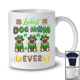 Personalized Custom Name Luckiest Dog Mom Ever; Lovely St. Patrick's Day Three Pug Owner T-Shirt