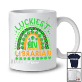 Personalized Custom Name Luckiest Librarian; Joyful St. Patrick's Day Leopard Rainbow; Shamrock T-Shirt