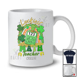 Personalized Custom Name Luckiest Math Teacher; Joyful St. Patrick's Day Shamrock Rainbow T-Shirt