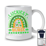 Personalized Custom Name Luckiest Nurse; Joyful St. Patrick's Day Leopard Rainbow; Shamrock T-Shirt