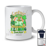 Personalized Custom Name Luckiest Reading Teacher; Joyful St. Patrick's Day Shamrock Rainbow T-Shirt