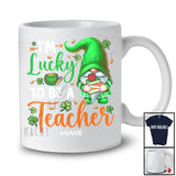 Personalized Custom Name Lucky To Be A Teacher; Amazing St. Patrick's Day Gnome Shamrocks T-Shirt