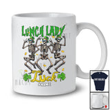 Personalized Custom Name Lunch Lady Luck; Joyful St. Patrick's Three Skeletons; Lucky Shamrock T-Shirt