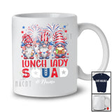 Personalized Custom Name Lunch Lady Squad; Adorable 4th Of July Three Patriotic Gnomes T-Shirt