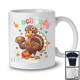 Personalized Custom Name Lunch Lady; Adorable Thanksgiving Turkey Flowers; Working Jobs Proud T-Shirt