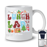 Personalized Custom Name Lunch Lady; Joyful Christmas Cosplay Snowing Leopard Plaid T-Shirt