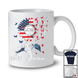 Personalized Custom Name Lunch Lady; Lovely 4th Of July US Flag Sunflower; Lunch Lady Patriotic T-Shirt