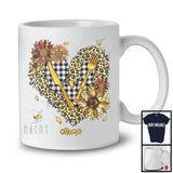 Personalized Custom Name Lunch Lady, Lovely Leopard Heart Shape Sunflowers, Lunch Lady Group T-Shirt