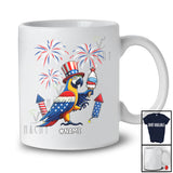 Personalized Custom Name Macaw Ice Cream; Joyful 4th Of July American Flag; Patriotic T-Shirt