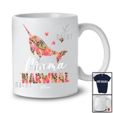 Personalized Custom Name Mama Narwhal; Lovely Mother's Day Narwhal Leopard Floral; Family T-Shirt