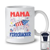 Personalized Custom Name Mama Of Little Firecracker; Amusing 4th Of July Pregnancy T-Shirt
