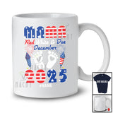 Personalized Custom Name Mama Red White and Due 2025; Joyful Pregnancy 4th of July Patriotic T-Shirt