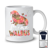 Personalized Custom Name Mama Walrus; Lovely Mother's Day Walrus Leopard Floral; Family T-Shirt