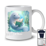 Personalized Custom Name Manatee Reading Book; Lovely Teacher Librarian Book Nerd; Sea Animal T-Shirt