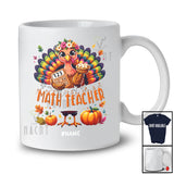 Personalized Custom Name Math Teacher; Lovely Thanksgiving Turkey Pie Book Education Jobs T-Shirt