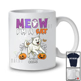 Personalized Custom Name Meow I'm A Cat; Scary Halloween Cat Boo Ghost Pumpkin; Family T-Shirt