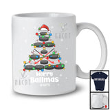 Personalized Custom Name Merry Ballmas; Joyful Santa Hockey Christmas Tree; Sport Player Team T-Shirt