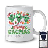 Personalized Custom Name Merry Cacmas; Humorous Christmas Snow Three Cactus; Family T-Shirt