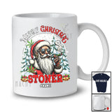 Personalized Custom Name Merry Christmas Stoner; Humorous Moon Santa Smoking; 420 Smoker T-Shirt