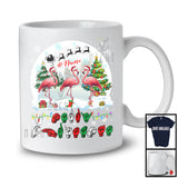 Personalized Custom Name Merry Christmas; Lovely Three ASL Flamingos; X-mas Moon Sign Language T-Shirt