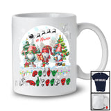 Personalized Custom Name Merry Christmas; Lovely Three ASL Gnomes; X-mas Moon Sign Language T-Shirt