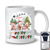 Personalized Custom Name Merry Christmas; Lovely Three ASL Pigs; X-mas Moon Sign Language T-Shirt