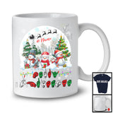 Personalized Custom Name Merry Christmas; Lovely Three ASL Snowmies; X-mas Moon Sign Language T-Shirt