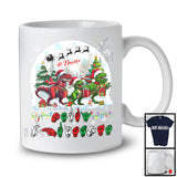 Personalized Custom Name Merry Christmas; Lovely Three ASL T-Rex; X-mas Moon Sign Language T-Shirt