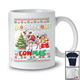 Personalized Custom Name Merry Cowmas; Amazing Christmas Lights Sweater Cow Santa; Family T-Shirt