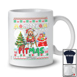 Personalized Custom Name Merry Pitmas; Amazing Christmas Lights Sweater Pit Bull Santa; Family T-Shirt
