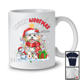 Personalized Custom Name Merry Woofmas; Lovely Christmas Lights Santa Maltipoo; Snowman T-Shirt