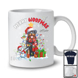 Personalized Custom Name Merry Woofmas; Lovely Christmas Lights Santa Rottweiler; Snowman T-Shirt