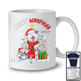 Personalized Custom Name Merry Woofmas; Lovely Christmas Lights Santa Samoyed; Snowman T-Shirt