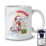 Personalized Custom Name Merry Woofmas; Lovely Christmas Lights Santa Whippet; Snowman T-Shirt
