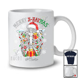 Personalized Custom Name Merry X-Raymas; Cheerful Christmas Skeleton Rib Cage Radiology T-Shirt