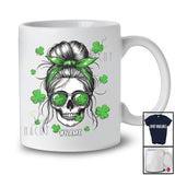 Personalized Custom Name Messy Bun Hair Woman; Humorous St. Patrick's Day Shamrocks T-Shirt